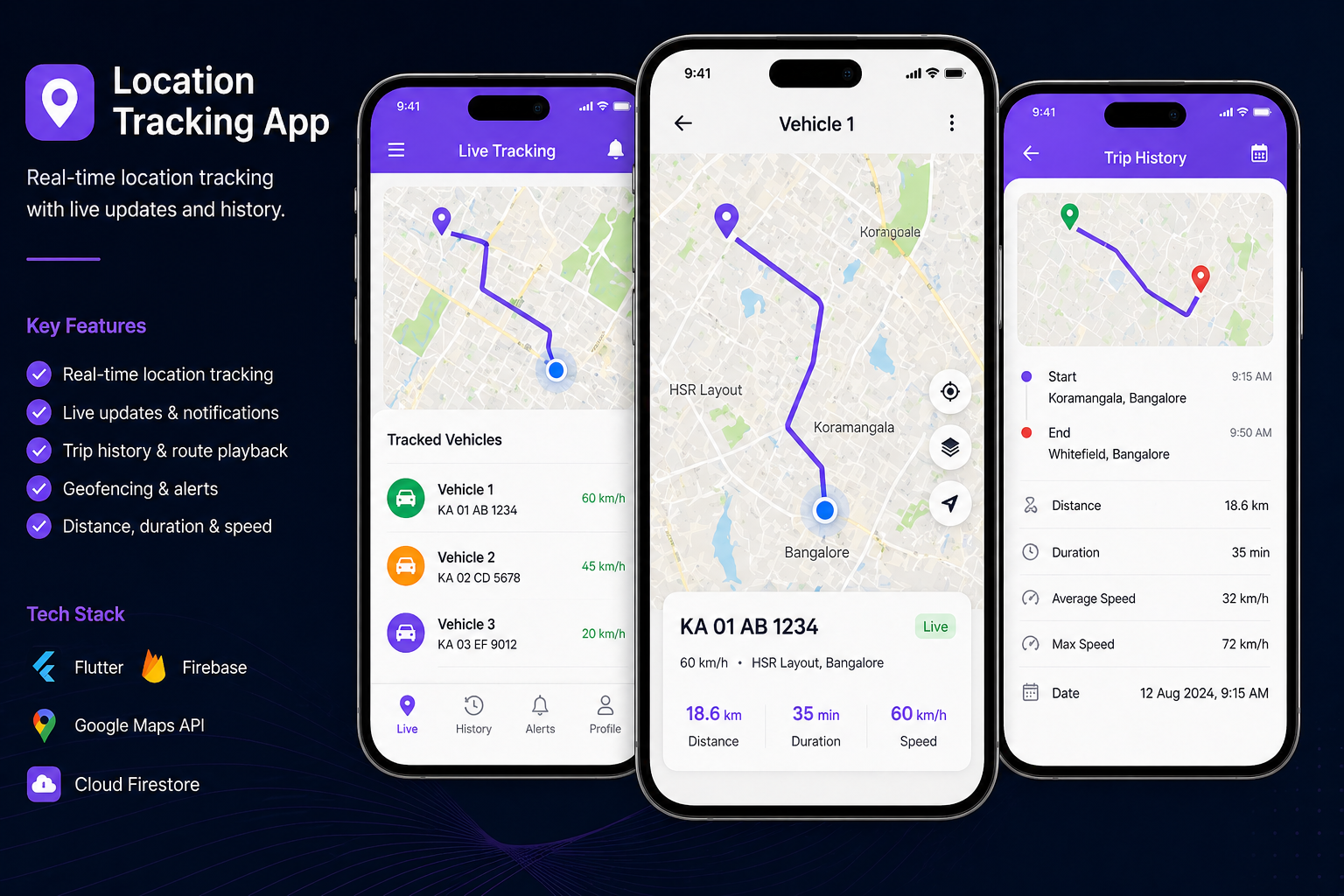Location tracking app screenshot