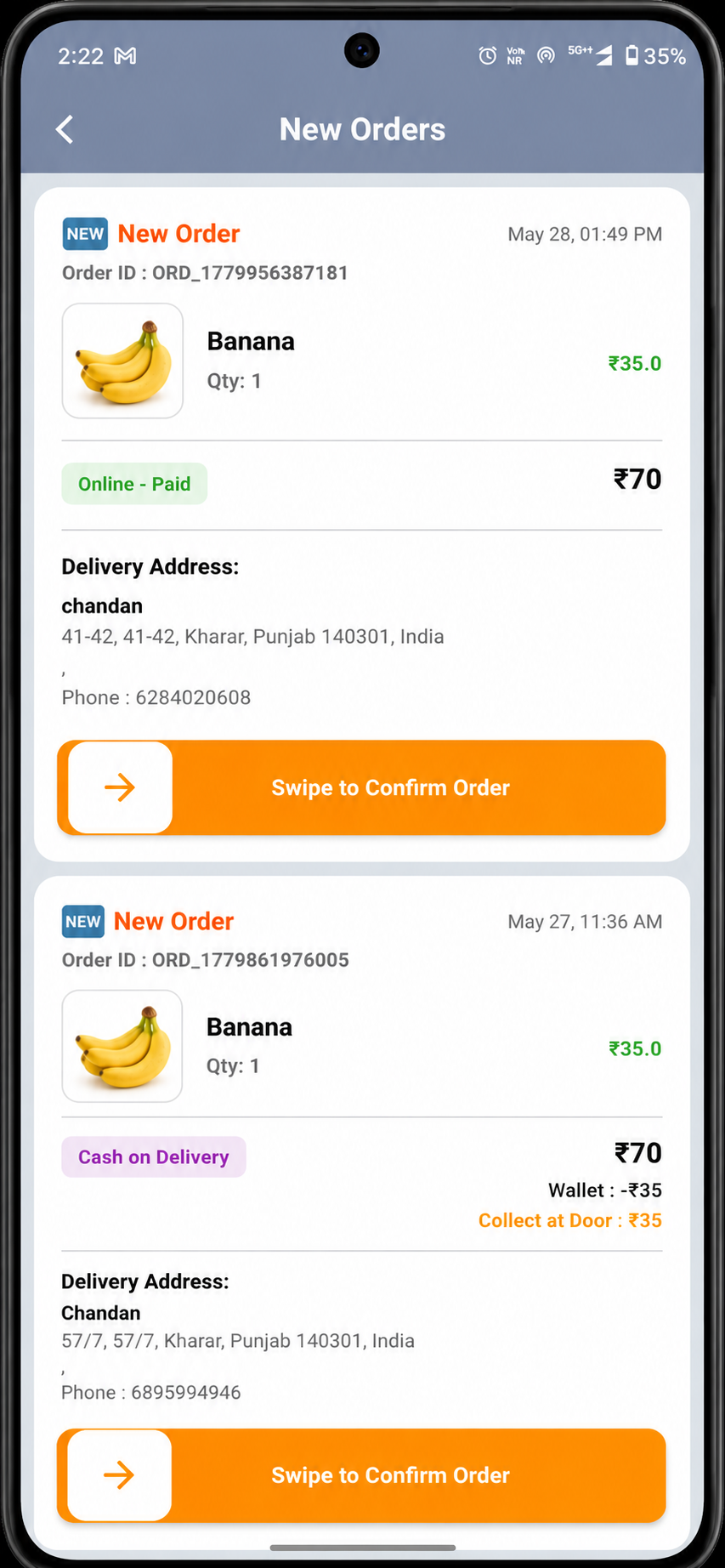 Orders screenshot